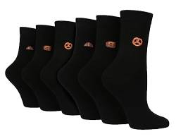 Wildfeet 6er Pack Damen Schwarz Socken Baumwolle Neuheit Atmungsaktiv Crew Niedlich Socken Bestickte (37-42, Gebäck) von Wildfeet