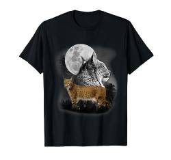 Luchs Illustration Mond Luchsliebhaber Waldkatze T-Shirt von Wildlife-Liebhaber Wildlife-Motive Designs