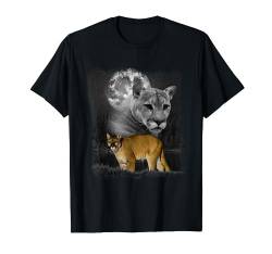 Puma Illustration Mond Pumaliebhaber Berglöwe T-Shirt von Wildlife-Liebhaber Wildlife-Motive Designs