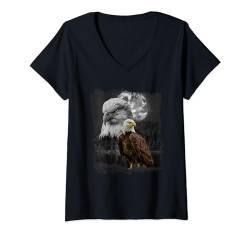 Seeadler Illustration Mond Seeadler Motiv Adler Motiv T-Shirt mit V-Ausschnitt von Wildlife-Liebhaber Wildlife-Motive Designs