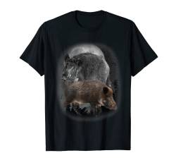 Wildschwein Illustration Mond Wildschweinjäger Wildjäger T-Shirt von Wildlife-Liebhaber Wildlife-Motive Designs