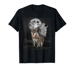 Wolf Illustration Mond Wolfliebhaber Wolf Lovers T-Shirt von Wildlife-Liebhaber Wildlife-Motive Designs