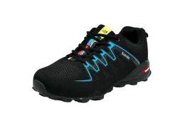 Wildora Damen Herren Bequeme Freizeitschuhe Sport Sneakers Leichte Lauf Hallenschuhe (Schwarz-Königsblau,44) von Wildora