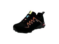 Wildora Damen Herren Bequeme Freizeitschuhe Sport Sneakers Leichte Lauf Hallenschuhe (Schwarz-Orange,44) von Wildora