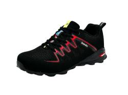 Wildora Damen Herren Bequeme Freizeitschuhe Sport Sneakers Leichte Lauf Hallenschuhe (Schwarz-Rot,41) von Wildora