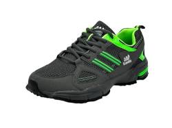 Wildora Damen Herren Laufschuhe Atmungsaktiv Turnschuhe Sportschuhe Sneaker Running Freizeit Straßenlaufschuhe Leichtgewichts Walkingschuhe(Dunkelgrau-Apfelgrün, 42) von Wildora