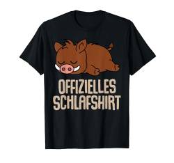 Offizielles Schlafshirt Pyjama Wildschwein Lustig Geschenk T-Shirt von Wildschwein Geschenkidee Langschläfer Faulenzer