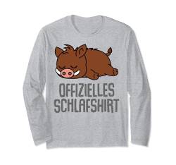 Offizielles Schlafshirt Pyjama Wildschwein Schwein Geschenk Langarmshirt von Wildschwein Geschenkidee Langschläfer Faulenzer