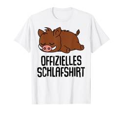 Offizielles Schlafshirt Pyjama Wildschwein Schwein Geschenk T-Shirt von Wildschwein Geschenkidee Langschläfer Faulenzer