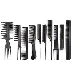 10 Stück Haarschneidekamm für Friseure, Haarstyling-Kämme, breite, feine Zähne, antistatisch von Wilgure