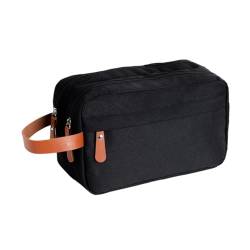 Kulturbeutel mit großer Kapazität, Reise-Kulturbeutel, Kosmetiktasche, tragbare Make-up-Tasche, multifunktionale Aufbewahrungstasche für Damen und Herren, Schwarz von Wilgure