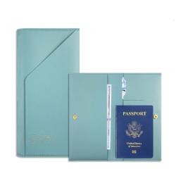 Wilgure Reisepasshülle aus PU-Leder für Karte, Dokumente, Reisebrieftasche, einfach, Damen, Herren, Reisepasshülle, PU-Leder, hellblau von Wilgure