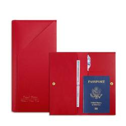 Wilgure Reisepasshülle aus PU-Leder für Karte, Dokumente, Reisebrieftasche, einfach, Damen, Herren, Reisepasshülle, PU-Leder, rot von Wilgure