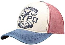 Wilhelm Sell® Stylisches Baseball Cap im Vintage und Used Style NYPD - Größe: von 50 cm bis 60 cm Kopfumfang (01 Stück - rot) von Wilhelm Sell