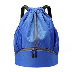 Sport Rucksack Sport Turnbeutel mit Kordelzug Große Kapazität Wasserdicht Oxford Tuch Seesack für Damen Herren Junior Leichte Sport Gym Bag, blau von Wilitto