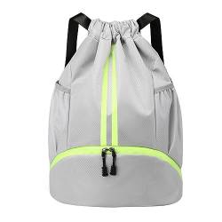 Sport Rucksack Sport Turnbeutel mit Kordelzug Große Kapazität Wasserdicht Oxford Tuch Seesack für Damen Herren Junior Leichte Sport Gym Bag, grau von Wilitto