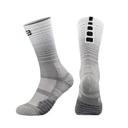 Wilitto Gradient Socken Stitching Flat Absorb Sweat Calf Length Mid Calf Gradient Outdoor Socken für Sport, Grau und Weiß, Zifferblatt-Stil von Wilitto