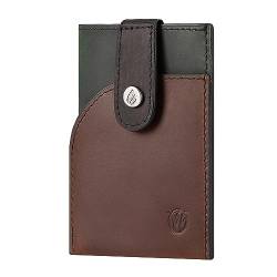 Will Fire® Nano Wallet | Minimal Slim Wallet | Mini Geldbörse Herren & Damen klein | Leder Portmonee | Portemonnaie klein - Geldbeutel (Grün-Braun) von Will Fire