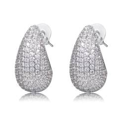 WillTen Silber Ohrringe Damen, Dupes Ohrringe mit Kubischen Zirkonia, Ohrringe Gold Hoop Earrings Wassertropfen Tropfen Ohrringe Teardrop Earrings für Frauen von WillTen