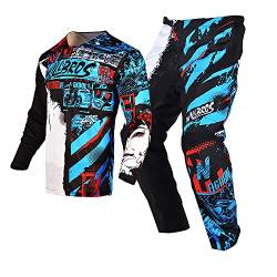 Willbros Jugend Jersey Hose Combo Kinder MX Motocross Getriebesatz Kinder Rennanzug Offroad MTB ATV Motorrad Jungen Mädchen Blau YM von Willbros