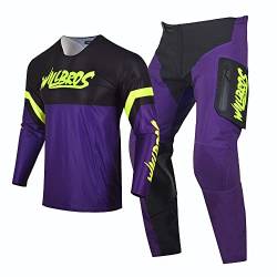 Willbros Motocross Jersey Hose Combo Erwachsene Dreckiges Fahrrad Offroad MX Ausrüstungsset Reiten Passen Schwarz Lila (Jersey M Pants 32) von Willbros