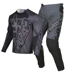 Willbros Motocross Jersey Hose Combo Herren Damen Erwachsene MX Ausrüstungsset Offroad Enduro Dreckiges Fahrrad Anzug Reiten Rennbekleidung Schwarz Grau (Jersey XL Hose 36) von Willbros