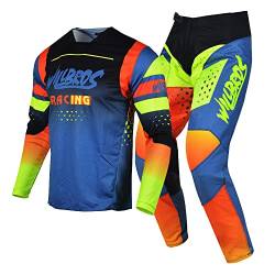 Willbros Motocross Jersey Hose Combo Herren Erwachsene MX Ausrüstungsset Dreckiges Fahrrad Offroad Rennbekleidung Frauen Blau Orange Gelb (Jersey XXL Pants 38) von Willbros