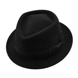 Pork Pie Herren Hut Damen Fedora Filzhut 100% Wolle Schwarz Trilby Hut von Willheoy