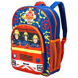 William Lamb Feuerwehrmann Sam 02911 Kinderrucksack, Reisetasche, für Jungen und Mädchen, mit seitlicher Netztasche und Reißverschlusstasche vorne, mehrfarbig, 36.7x26x13 cm (HxBxT) von William Lamb
