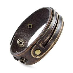 Willy's Manufaktur Herren Armband Echt-Leder antiquiert Graubraun Größen-Verstellbar 180 und 200 mm, Breit 20 mm (20.0) von Willy's Manufaktur
