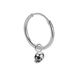 Einzeln Ohrhänger Ohrringe mit einem Totenkopf aus Sterling Silber 925 für Damen, Herren und Girls (15.0) von Willys Jewellery