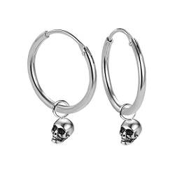 Ohrhänger Ohrringe mit einem Totenkopf aus Sterling Silber 925 für Damen, Herren und Girls (12.0) von Willys Jewellery