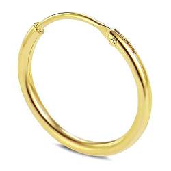 Willys Jewellery Einzel Unisex Creolen Ohrringe 925 Sterling Silber 18K Gold Vergoldet mit Geschlossener Ring oder Ohrpiercing von Willys Jewellery