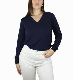 Win's Damenpullover mit V-Ausschnitt, Kaschmir, hergestellt in Italien, marineblau, Medium von Win's