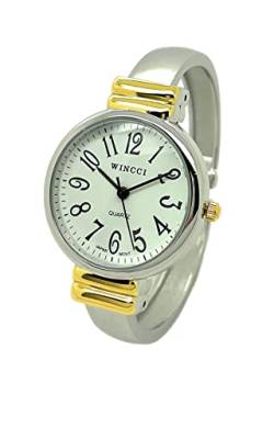 Wincci Damen-Armbanduhr, Metall, rundes Gehäuse, weißes Zifferblatt weiß von Wincci