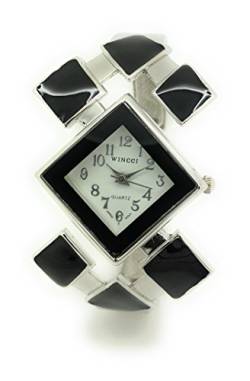 Wincci Damen-Armbanduhr, modisch, dreieckig, Emaille, Armreif schwarz von Wincci