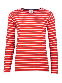 Wind Damen Longsleeve, Langarm T-Shirt, 100% Baumwolle, gestreift, maritim, leger rot-Weiss 42 von Wind