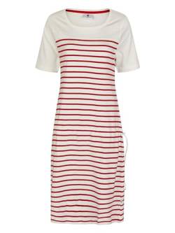 Wind Damen Shirtkleid, Sommerkleid, Strandkleid, mit Korderzug gestreift, luftig, maritim, Knielang weiß-rot 36 von Wind