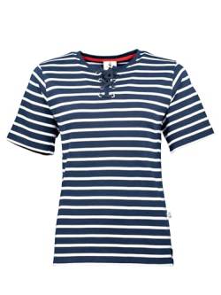 Wind Damen T-Shirt, Schnürung, gestreift, maritim, bretonisch Navy-weiß 42 von Wind