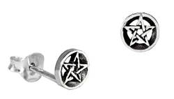 WINDALF Keltenschmuck Ohrstecker RICA 5 mm Kleine Pentagramme Druiden Schutz Ohrringe 925 Sterlingsilber von Windalf