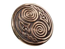 WINDALF Massive Celtic Fibel ARIS Ø 4.8 cm Keltische Doppelspiralen Brosche Bronze von Windalf