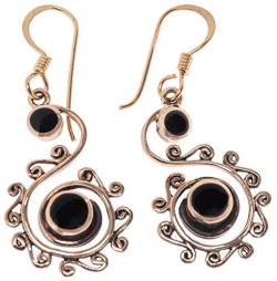 WINDALF Mittelalter Ohrhänger AMINA 4 cm Spirals Onyx Schmuck Edle Bronze von Windalf