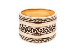 Windalf Breiter Wikinger Ring AYRIN 12 mm Mittelalter-Schmuck Freundschaftsring Bronzering (Bronze, 60 (19)) von Windalf