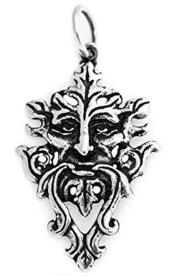 Windalf Irischer Kelten Waldgott Anhänger GREEN MAN 4 cm Der Grüne Mann Vintage Britischer Anhänger 925 Sterlingsilber von Windalf