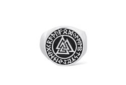 Windalf Runenring VALKNUT 17 mm Wotansknoten mit Runen Siegelring 925 Sterlingsilber (Sterlingsilber, 62 (20)) von Windalf