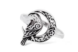 Windalf Wikinger Ring MOON 15 mm Keltische Knoten Odins Rabe 925 Sterlingsilber (Sterlingsilber, 58 (18.5)) von Windalf