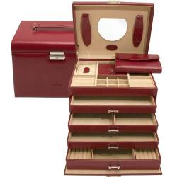Windrose Merino Schmuckkoffer mit Schmucktasche 26 cm rot von Windrose