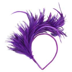 20er Jahre Stirnband Feder Haarreif Haarband Hochzeit Kopfbedeckung, 1920s Fascinator Feather Headband, Headpiece for Cocktail Wedding Vintage Tea Party (Purple, One Size) von Windsfinr