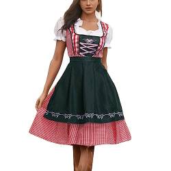 Dirndl Damen Midi Trachtenkleid Trachtenmode Trachtenrock Kleid für Oktoberfest Besondere Anlässe Grosse Grössen Dress Dirndel Dirdl Blick Unters Blau Costume Dirndlkleid Midi Dirndl (TTB-Black, XXL) von Windsfinr