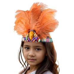 Feather Crown Stirnband Kostüm Indian Stirnband Faszinator Kopfschmuck Für Tanzparty Karnevalsparty Haarzubehör Accessoires von Windsfinr